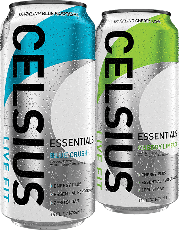 Celsius Essentials Blue Crush, and Cherry Limeade